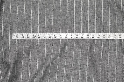 Gray Striped Italian Linen - Prime Fabrics