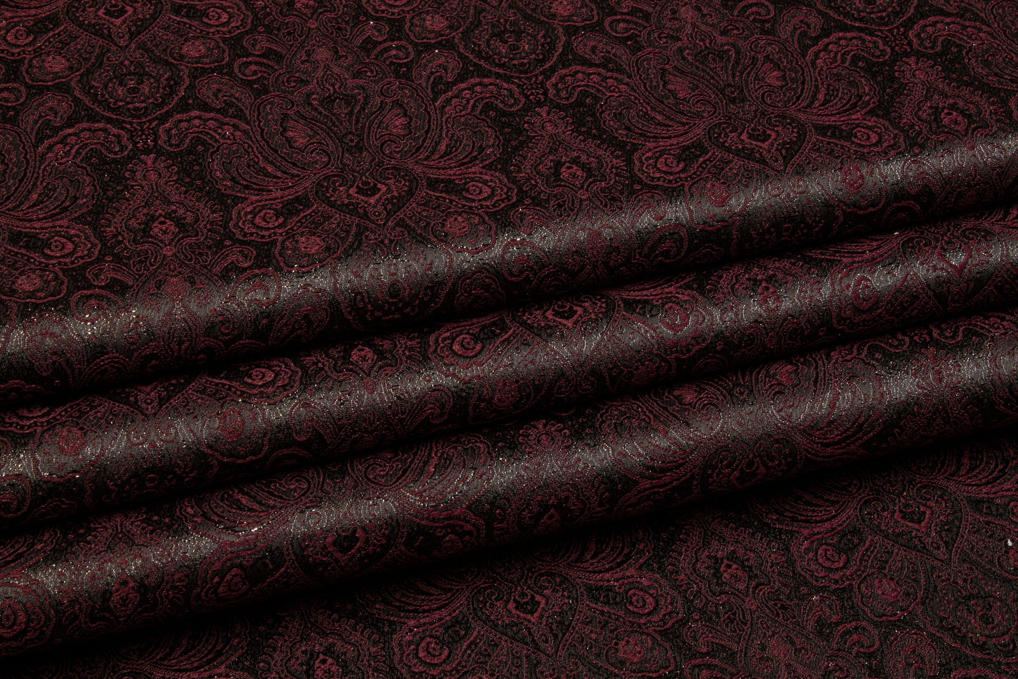 Metallic Jacquard - Dark Burgundy - Prime Fabrics