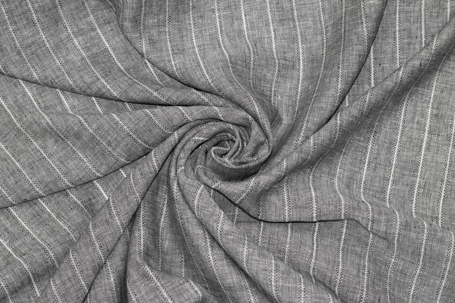 Gray Striped Italian Linen - Prime Fabrics