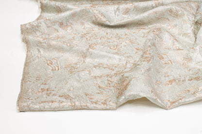 Metallic Brocade - Platinum Gray and Blush - Prime Fabrics