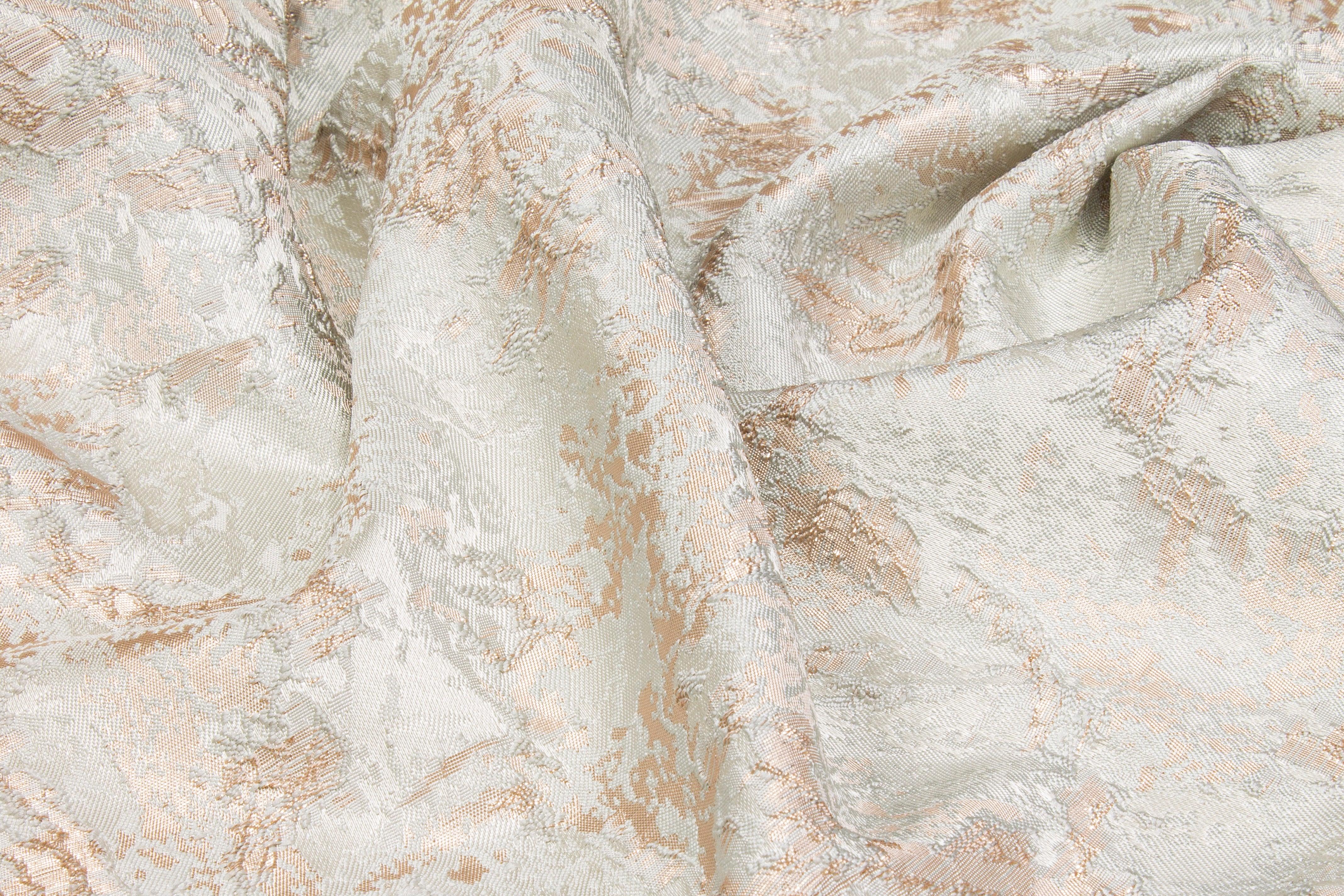 Metallic Brocade - Platinum Gray and Blush - Prime Fabrics