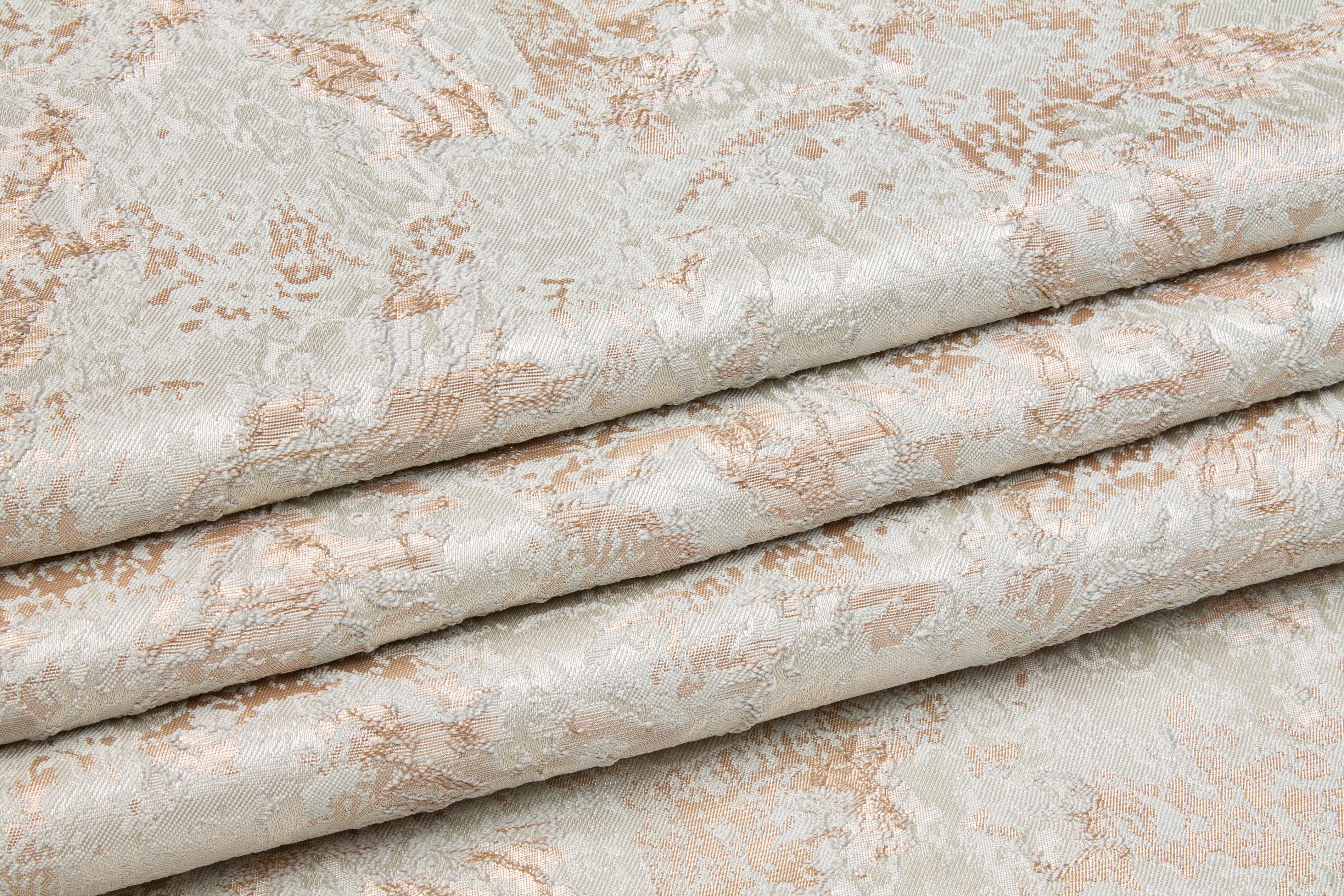 Metallic Brocade - Platinum Gray and Blush - Prime Fabrics