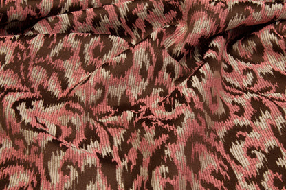 Ikat Jacquard - Pink and Brown - Prime Fabrics