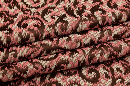 Ikat Jacquard - Pink and Brown - Prime Fabrics