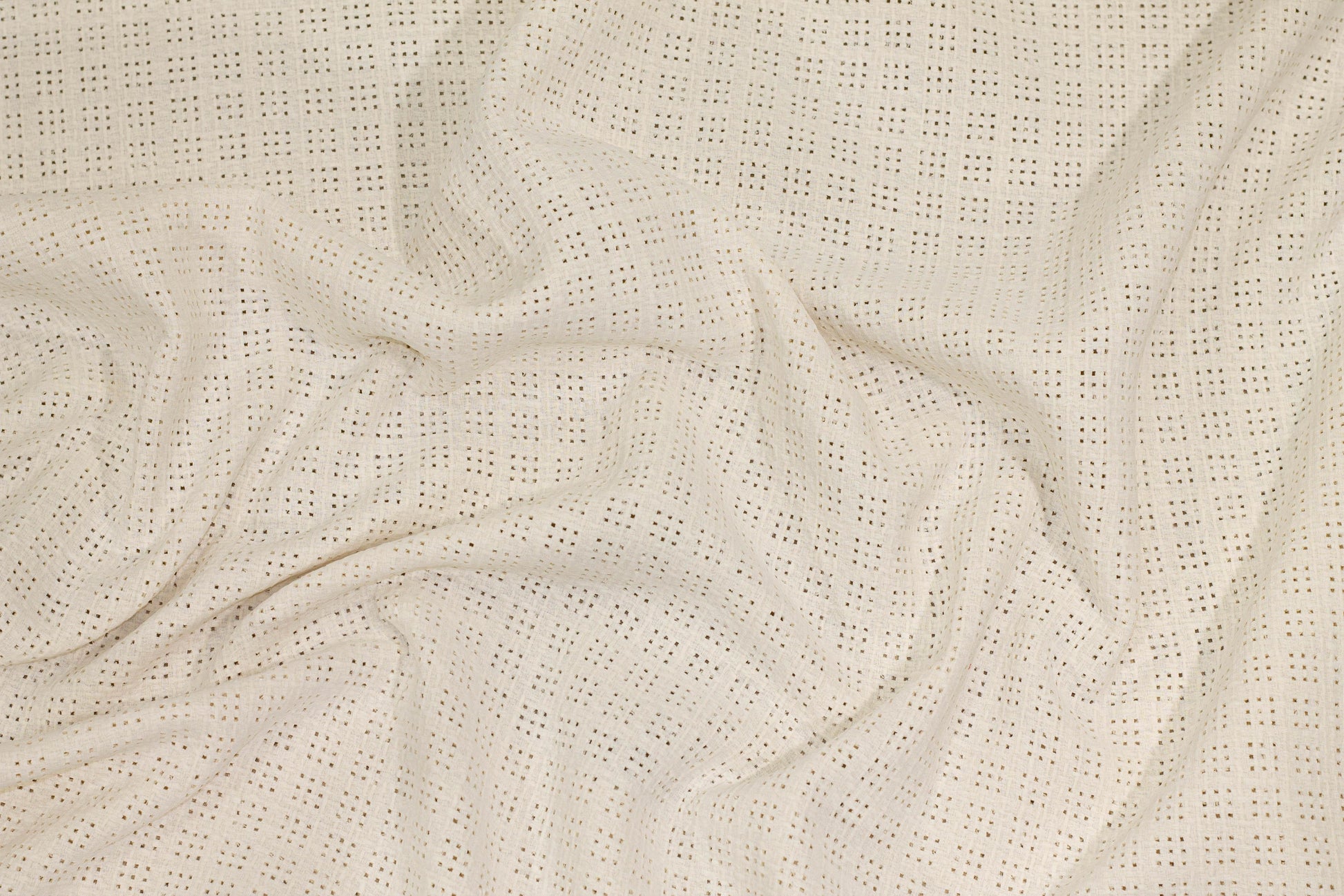 Off White Italian Cotton and Linen Blend Eyelet Boucle - Prime Fabrics