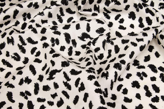 Cheetah Print Cotton - Black and Off White - Prime Fabrics