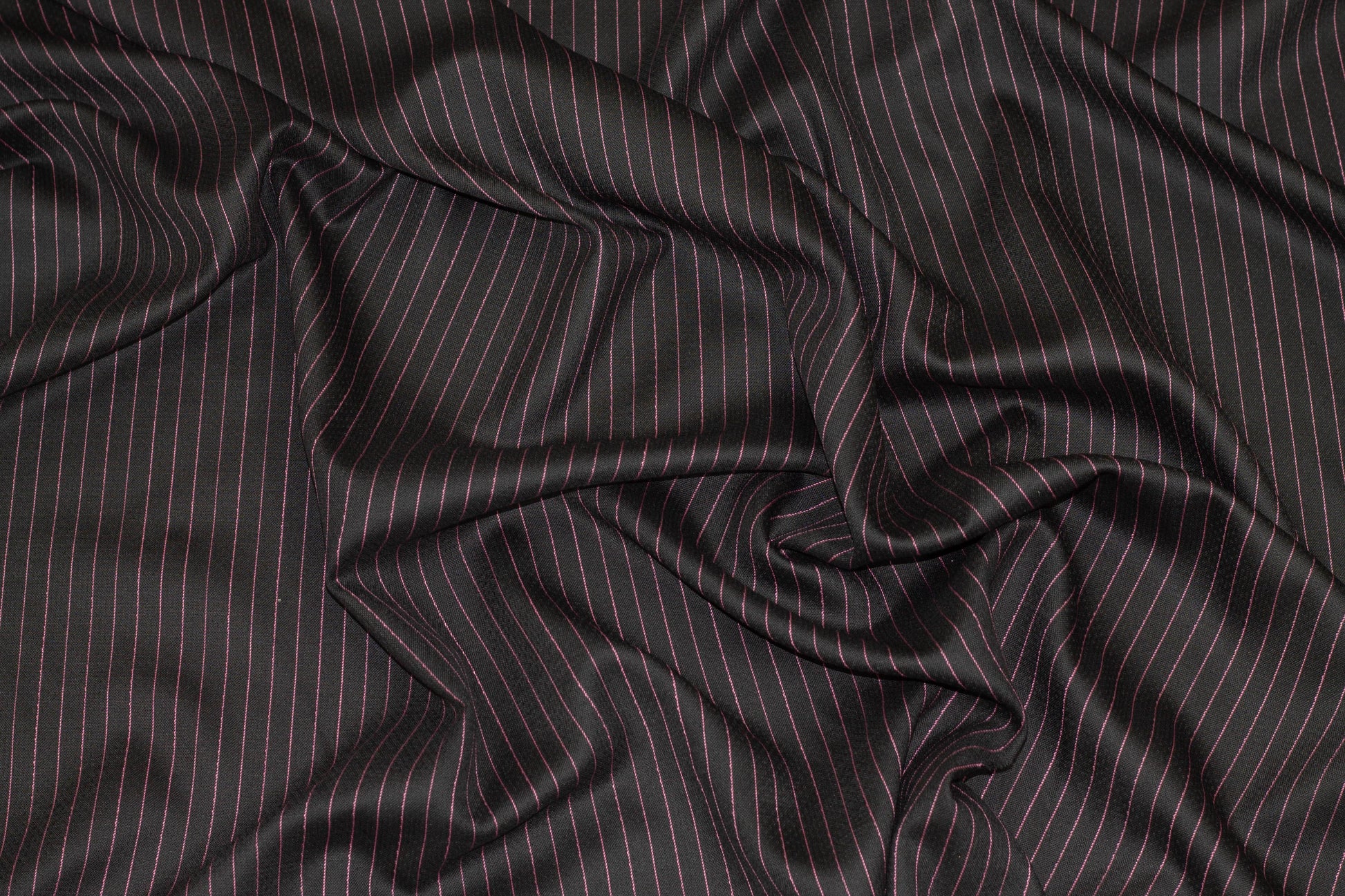 Black and Pink Striped Italian Stretch Wool Suiting - Prime Fabrics