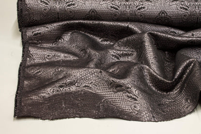 Metallic Damask Crushed Brocade - Charcoal Gray - Prime Fabrics