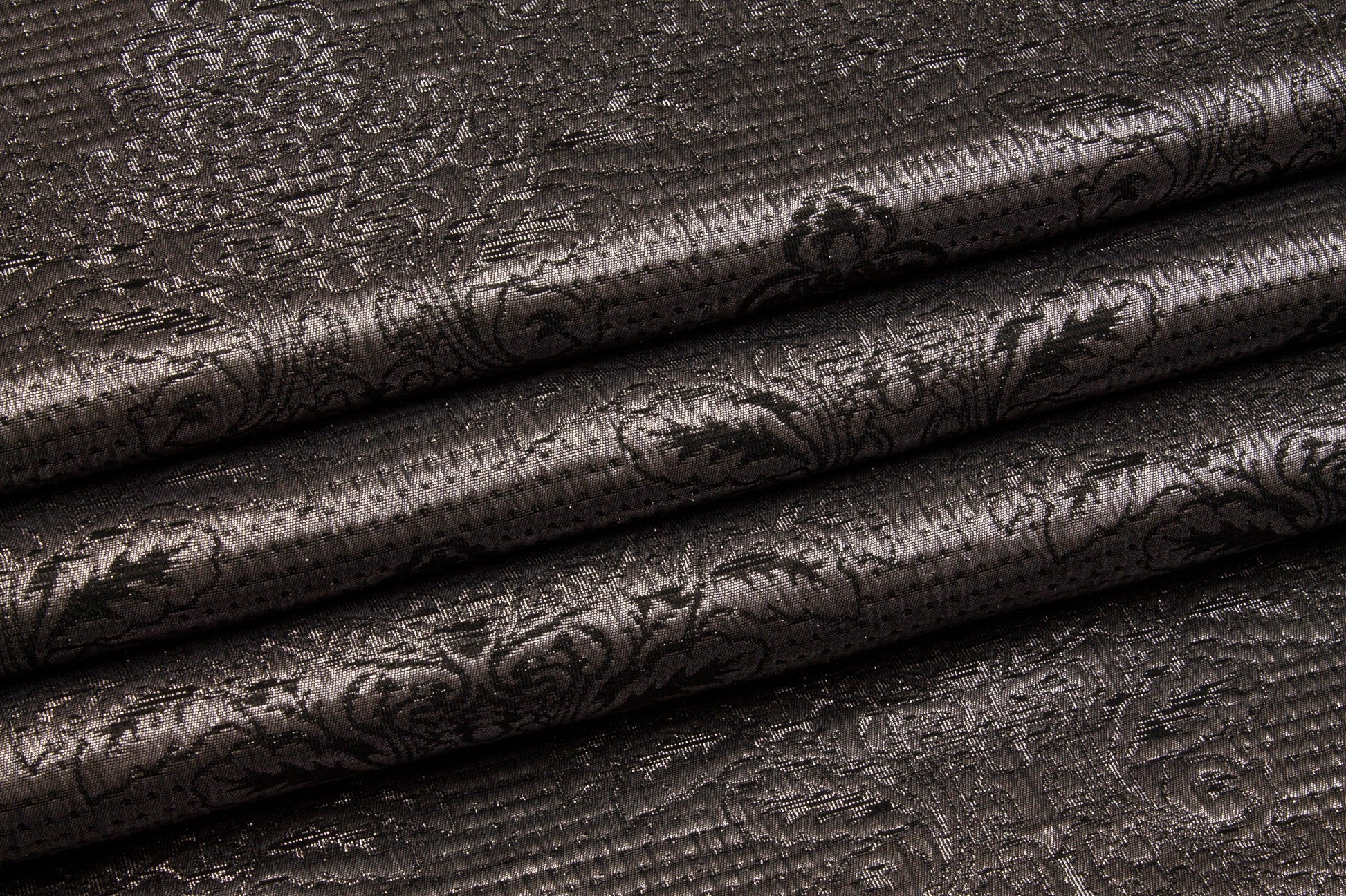 Metallic Damask Crushed Brocade - Charcoal Gray - Prime Fabrics