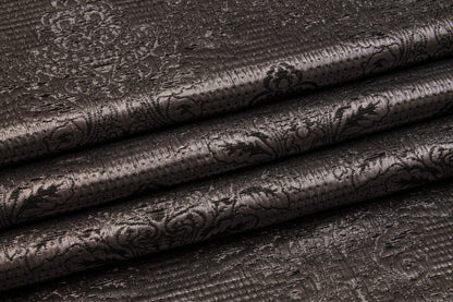 Metallic Damask Crushed Brocade - Charcoal Gray - Prime Fabrics