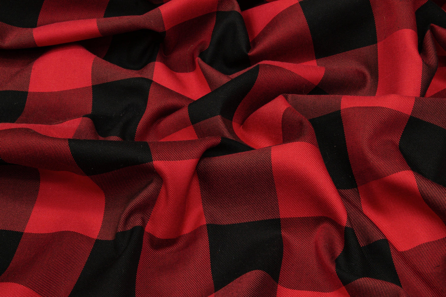 Buffalo Plaid Silk and Cotton Twill - Red and Black - Prime Fabrics