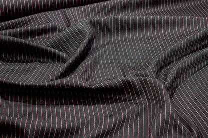 Black and Pink Striped Italian Stretch Wool Suiting - Prime Fabrics