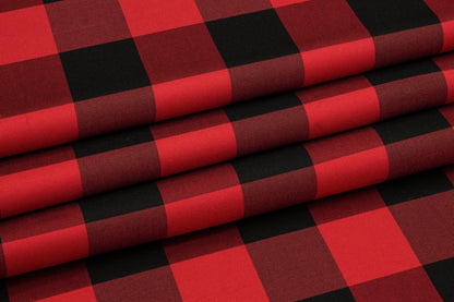 Buffalo Plaid Silk and Cotton Twill - Red and Black - Prime Fabrics