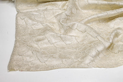 Fish Scale Metallic Brocade - Ivory and Silver - Prime Fabrics