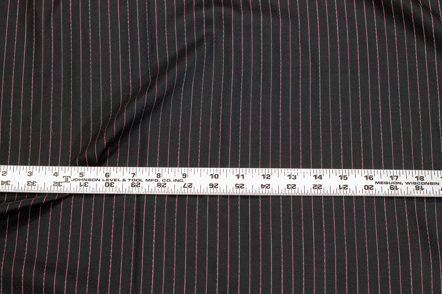 Black and Pink Striped Italian Stretch Wool Suiting - Prime Fabrics