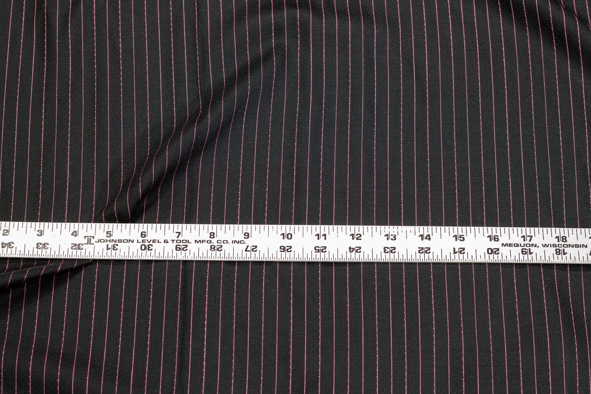 Black and Pink Striped Italian Stretch Wool Suiting - Prime Fabrics