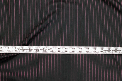 Black and Pink Striped Italian Stretch Wool Suiting - Prime Fabrics