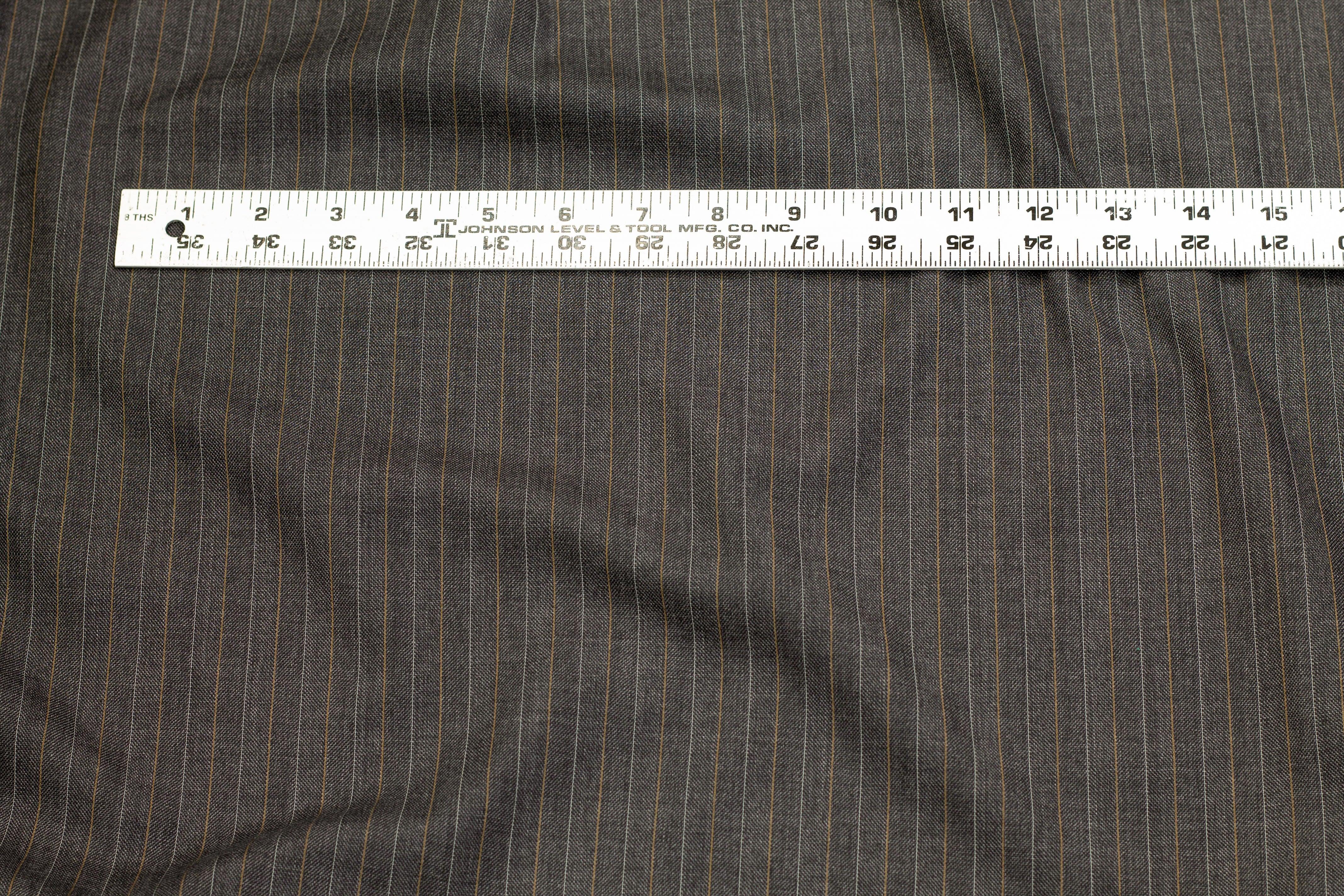 Gray Striped British Merino Wool - Prime Fabrics