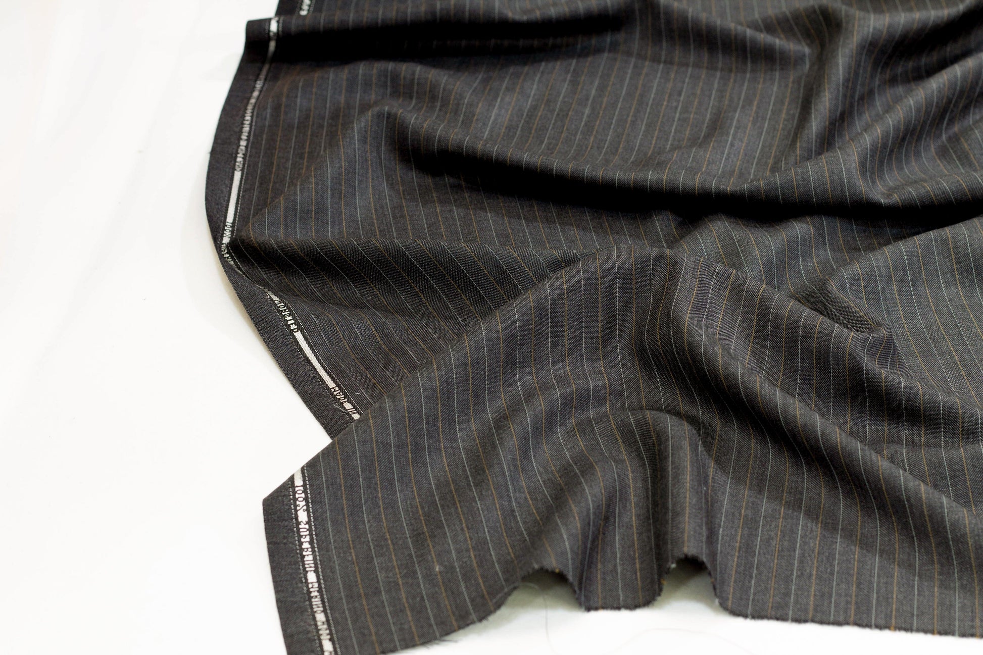 Gray Striped British Merino Wool - Prime Fabrics
