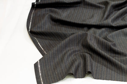 Gray Striped British Merino Wool - Prime Fabrics