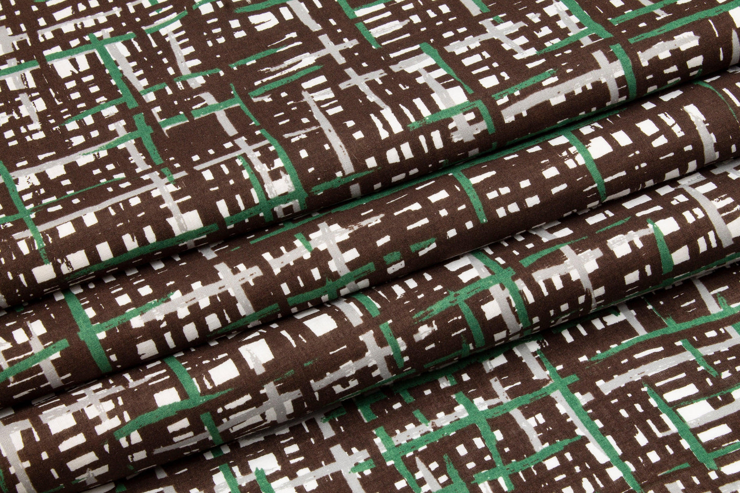 Cotton Voile - Green, Brown, White - Prime Fabrics