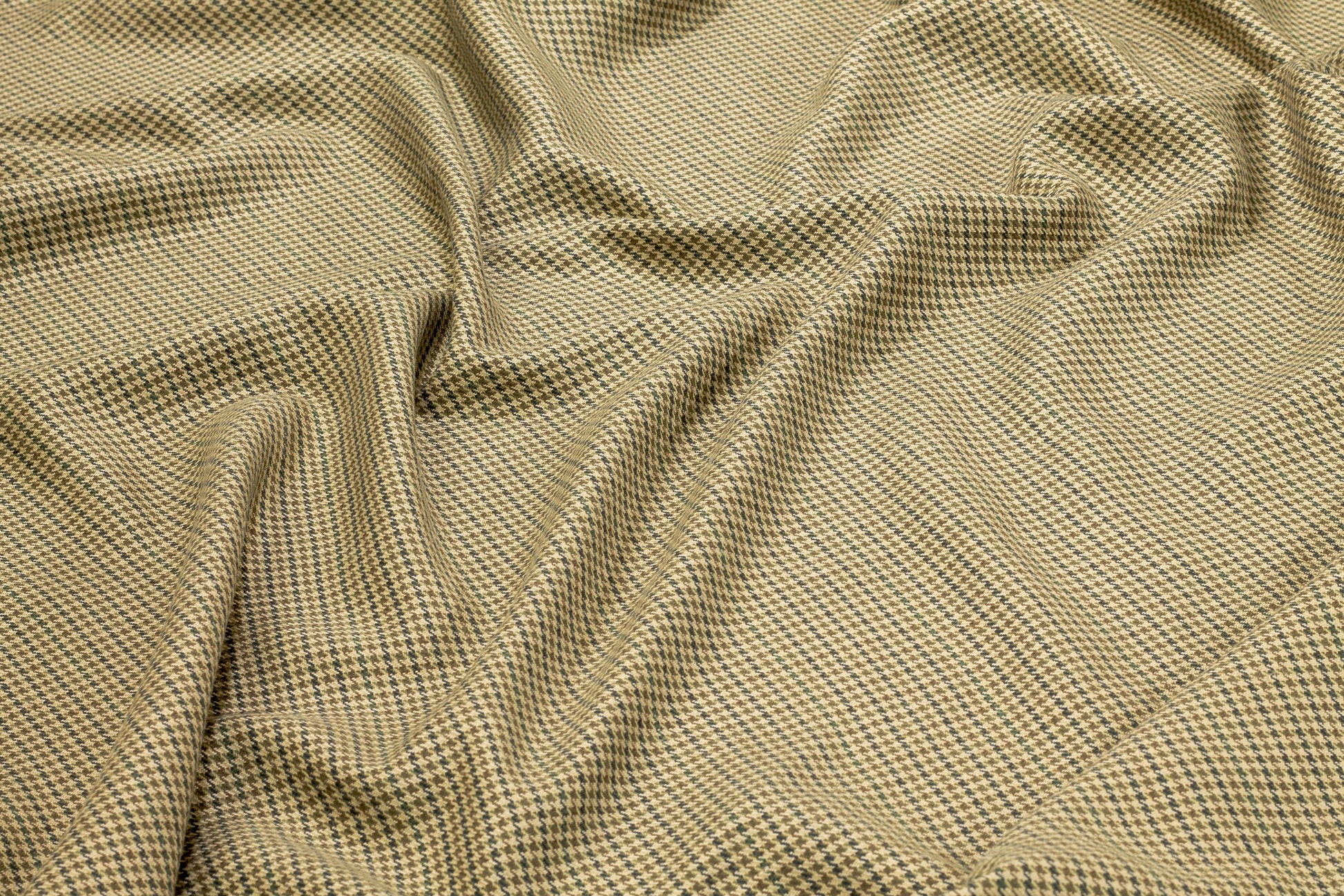 Camel Brown Shepherd's Check (Houndstooth) Italian Wool Suiting - Prime Fabrics