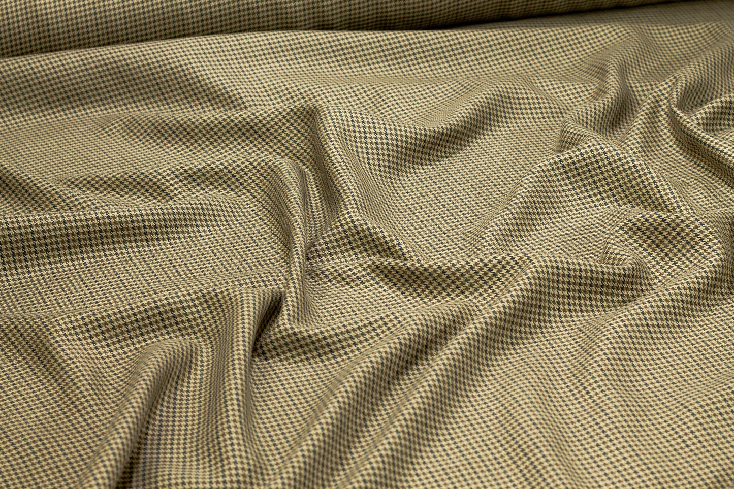 Camel Brown Shepherd's Check (Houndstooth) Italian Wool Suiting - Prime Fabrics