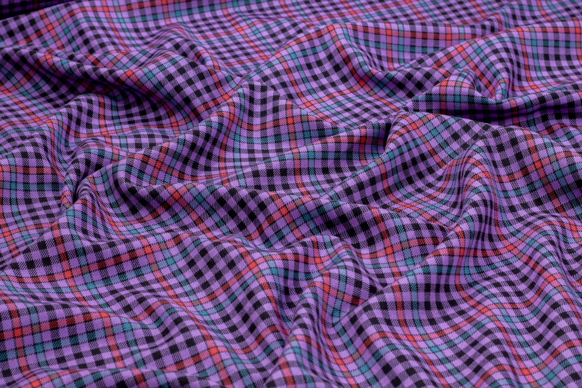 Plaid Italian Wool - Purple, Green, Red, Black - Prime Fabrics