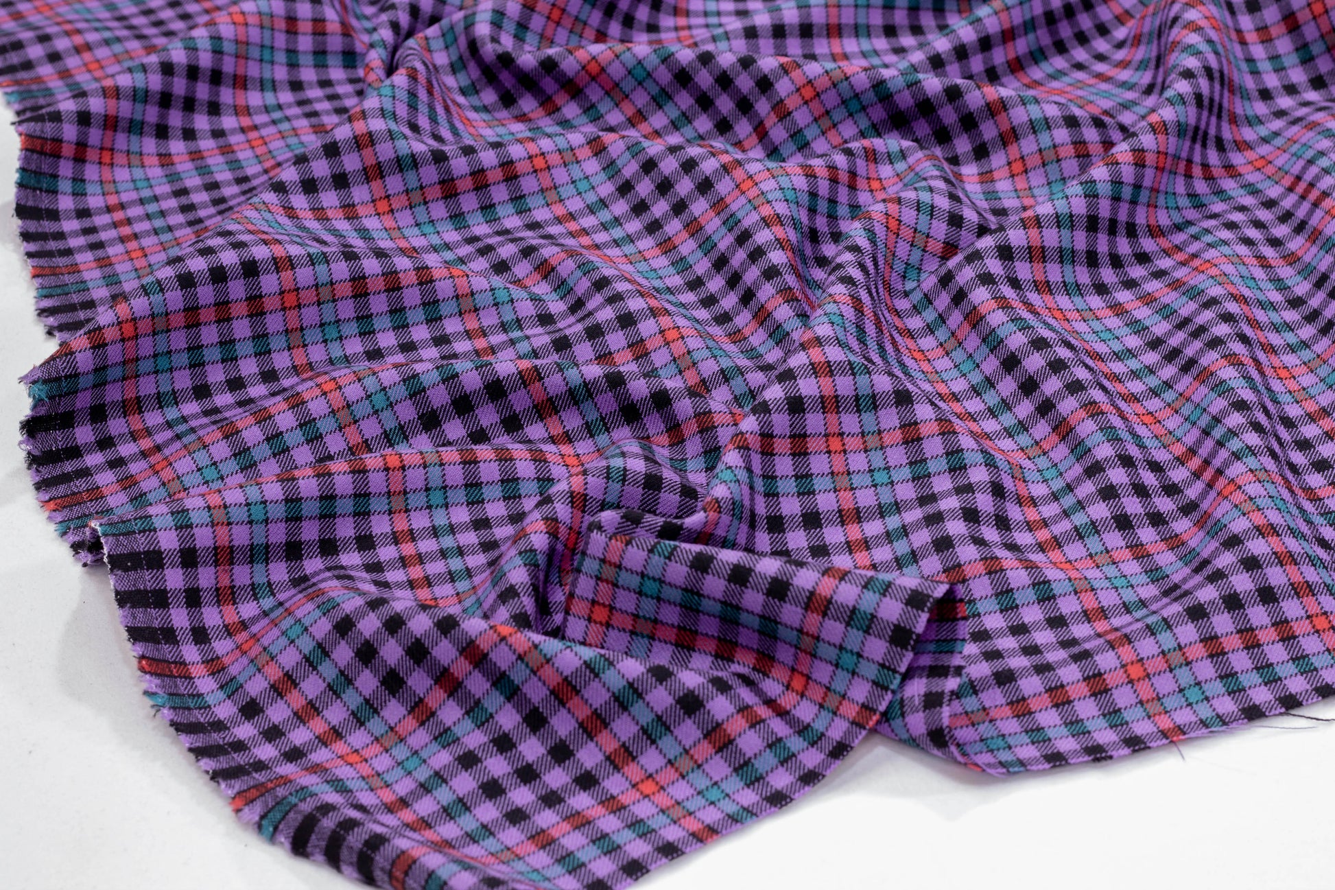 Plaid Italian Wool - Purple, Green, Red, Black - Prime Fabrics