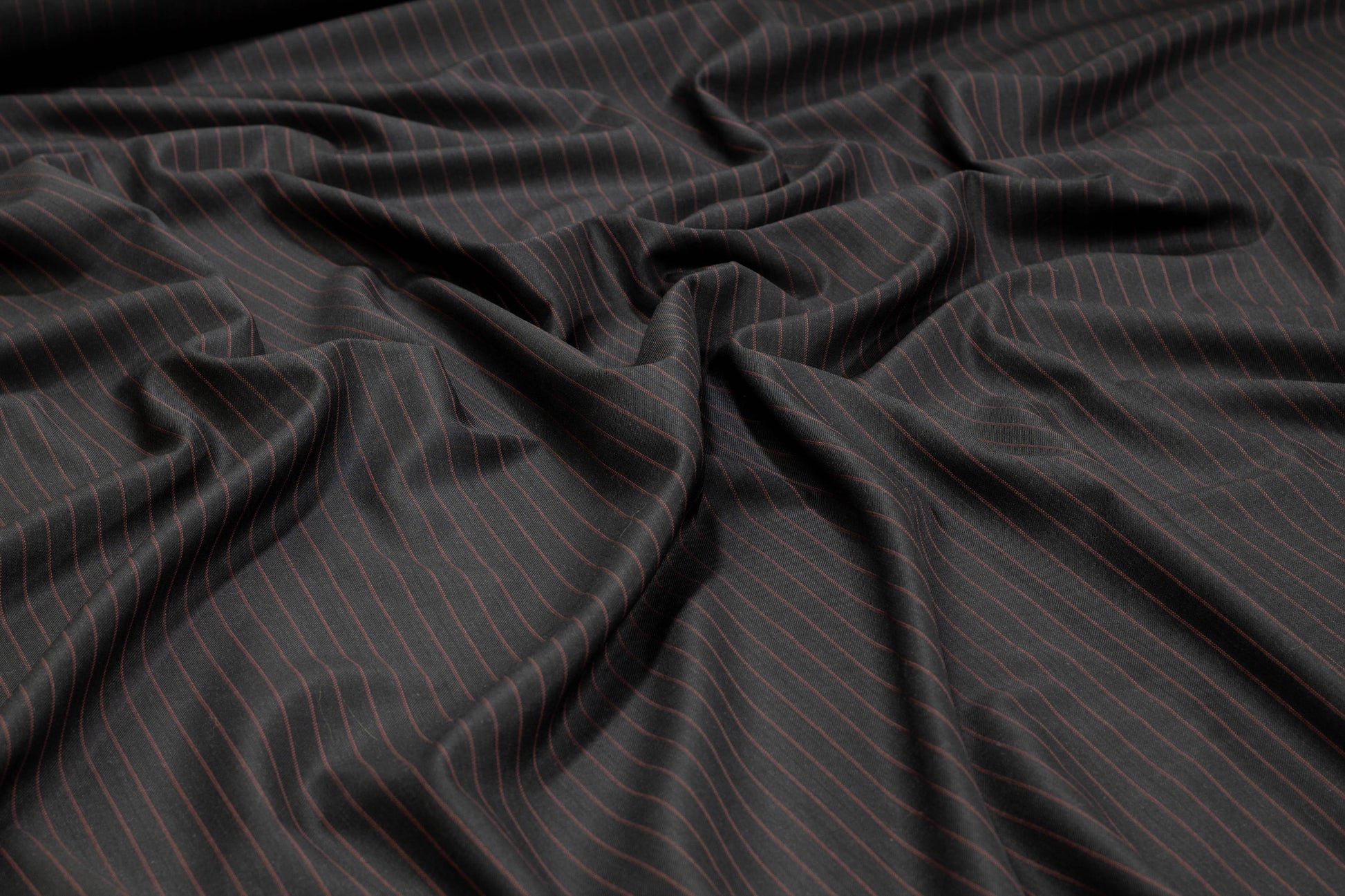 Black and Burned Orange Pin Stripe British Wool - Prime Fabrics