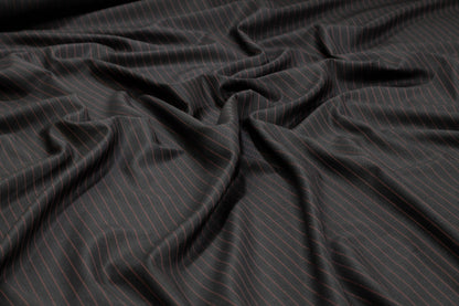 Black and Burned Orange Pin Stripe British Wool - Prime Fabrics