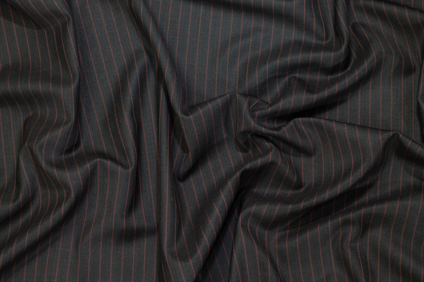 Black and Burned Orange Pin Stripe British Wool - Prime Fabrics
