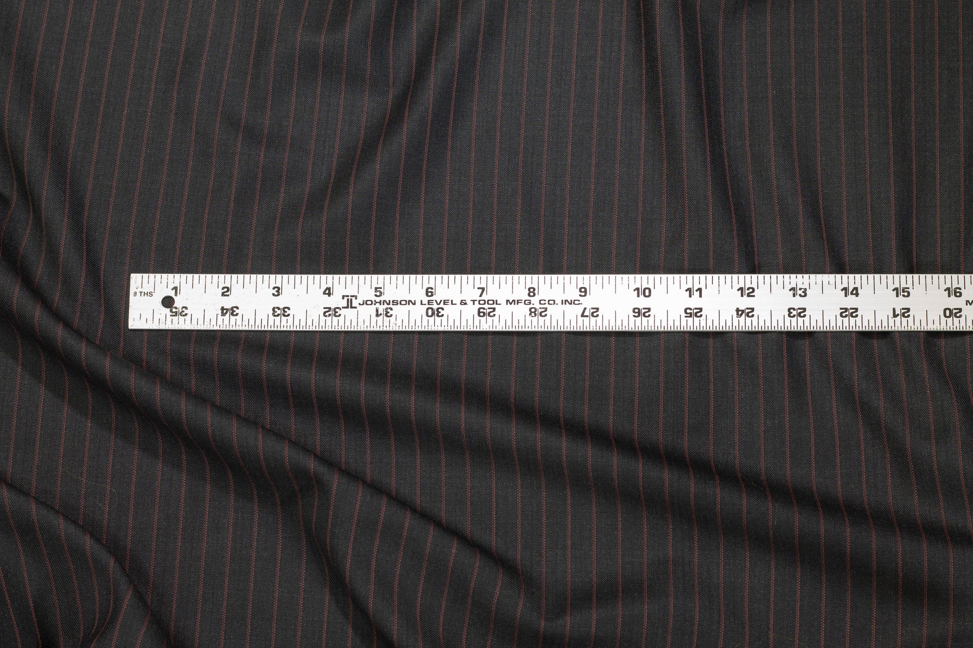 Black and Burned Orange Pin Stripe British Wool - Prime Fabrics