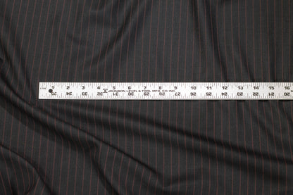 Black and Burned Orange Pin Stripe British Wool - Prime Fabrics