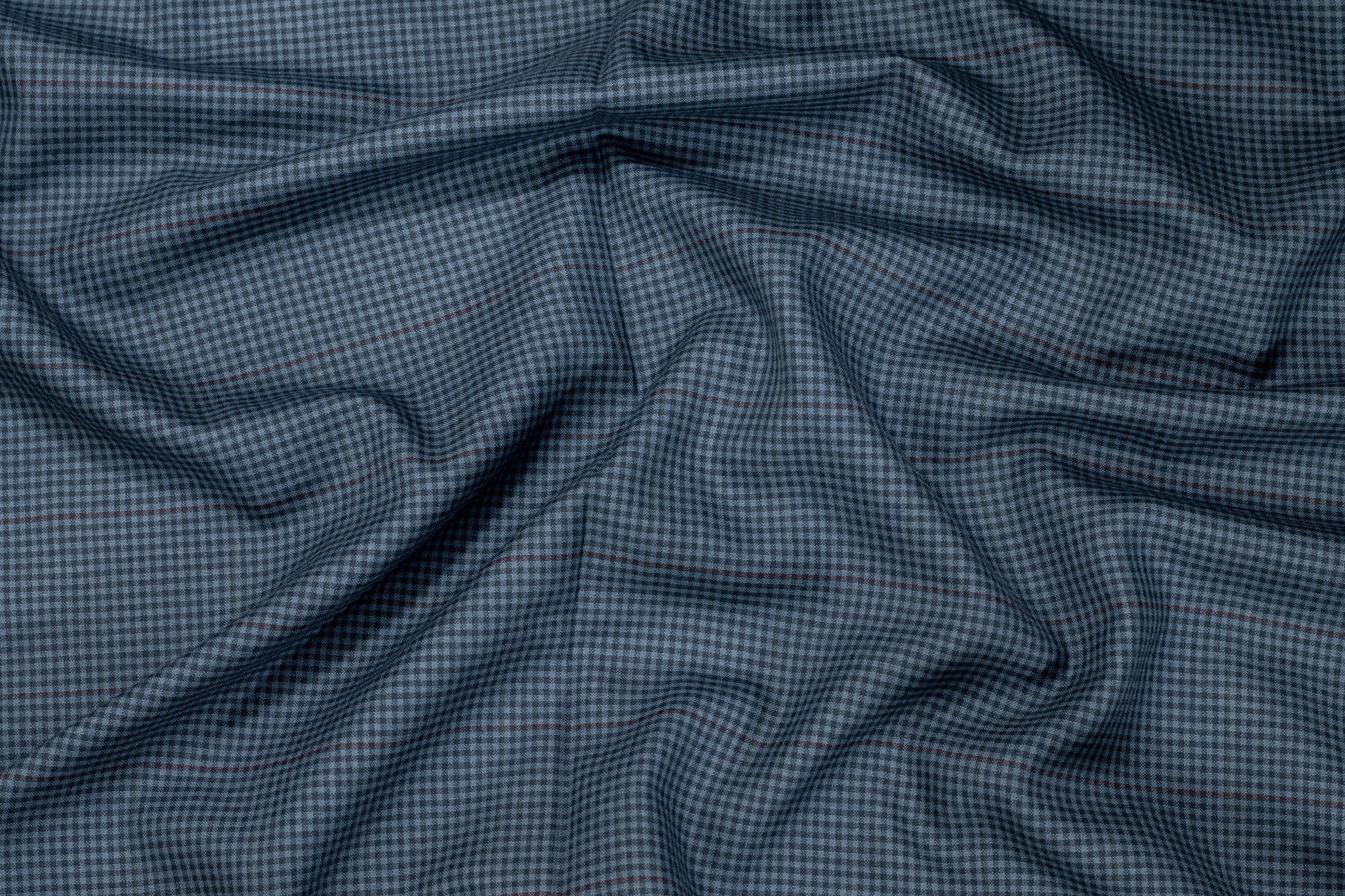 Blue Mini Check Italian Wool Suiting - Prime Fabrics