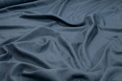 Blue Mini Check Italian Wool Suiting - Prime Fabrics