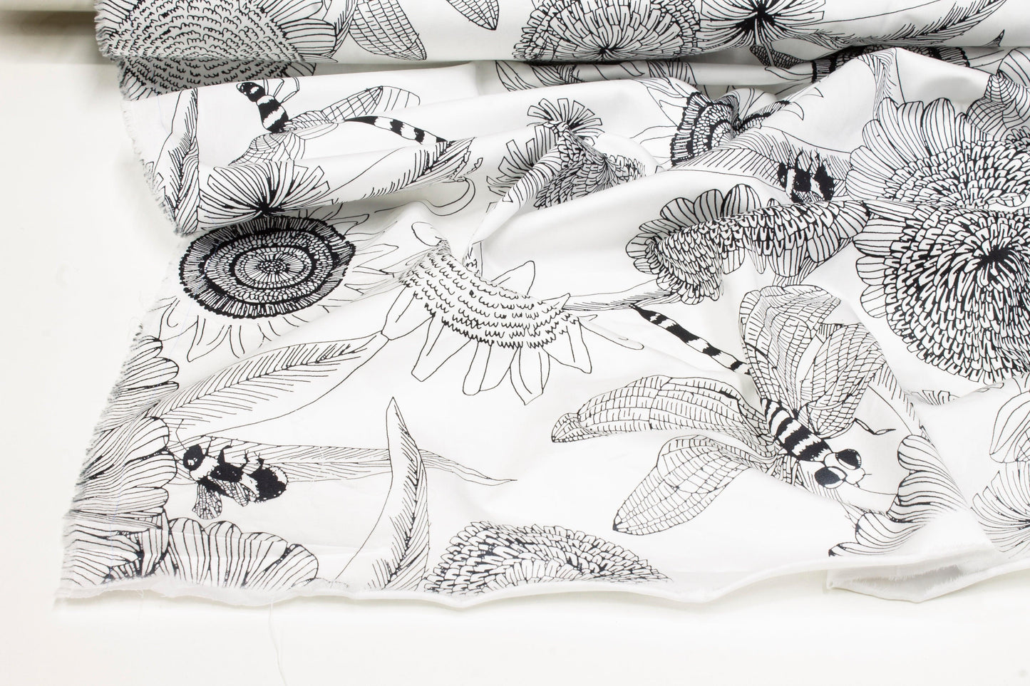 Sunflower Cotton Sateen - Black and White - Prime Fabrics