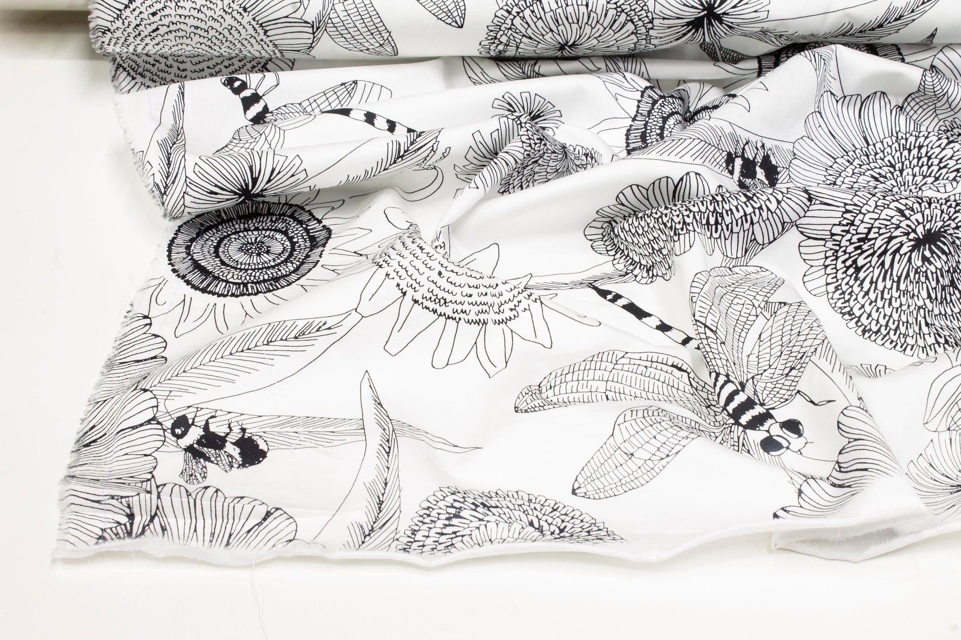 Sunflower Cotton Sateen - Black and White - Prime Fabrics