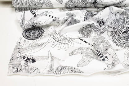 Sunflower Cotton Sateen - Black and White - Prime Fabrics