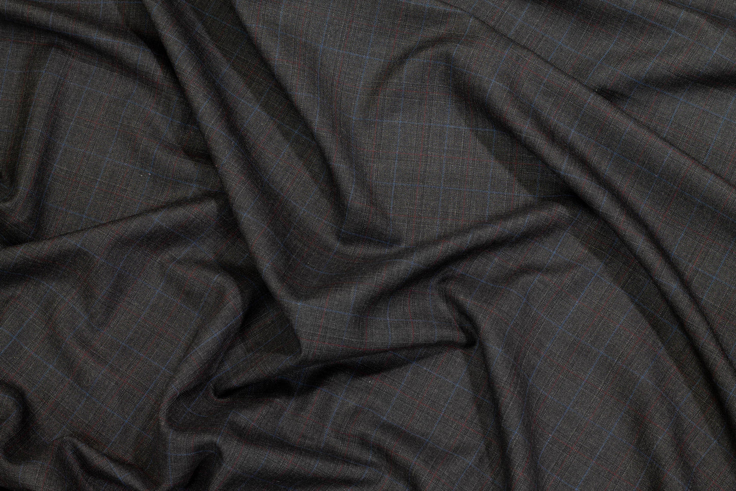 Charcoal Gray Checked Super 130's British Wool - Prime Fabrics