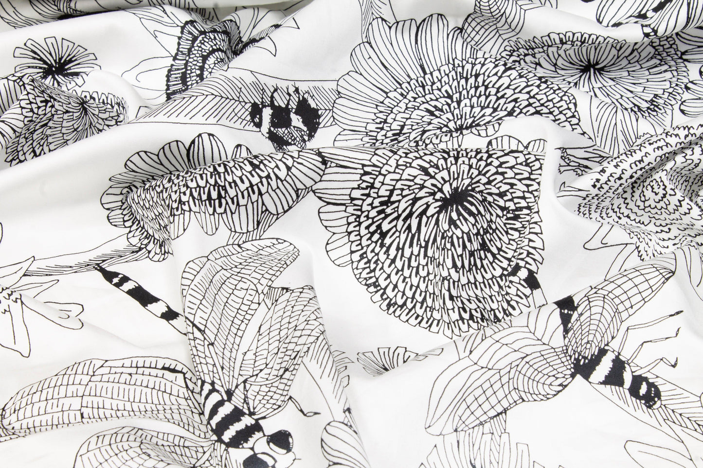 Sunflower Cotton Sateen - Black and White - Prime Fabrics