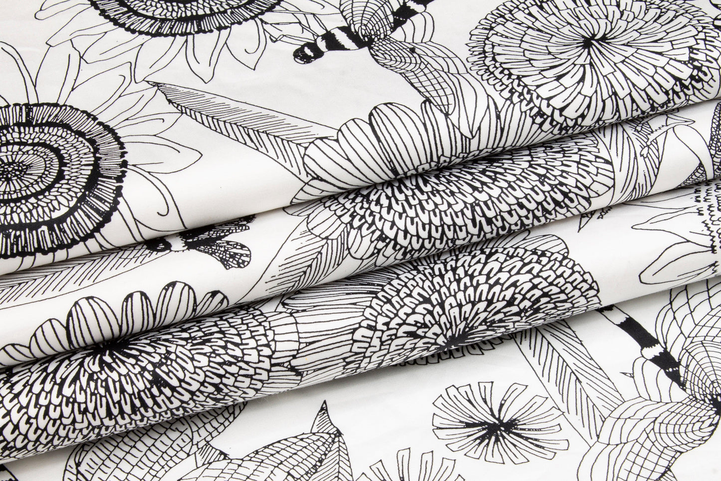 Sunflower Cotton Sateen - Black and White - Prime Fabrics