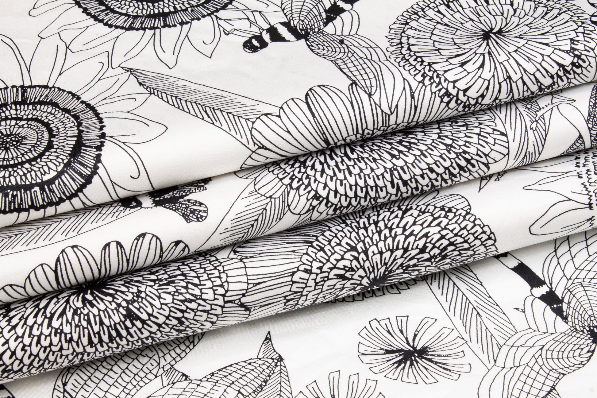 Sunflower Cotton Sateen - Black and White - Prime Fabrics