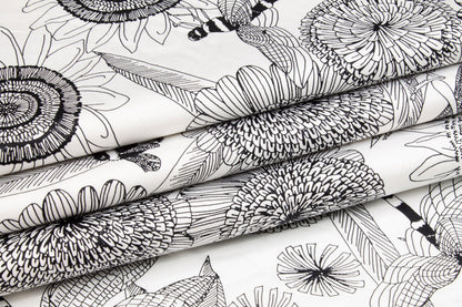 Sunflower Cotton Sateen - Black and White - Prime Fabrics