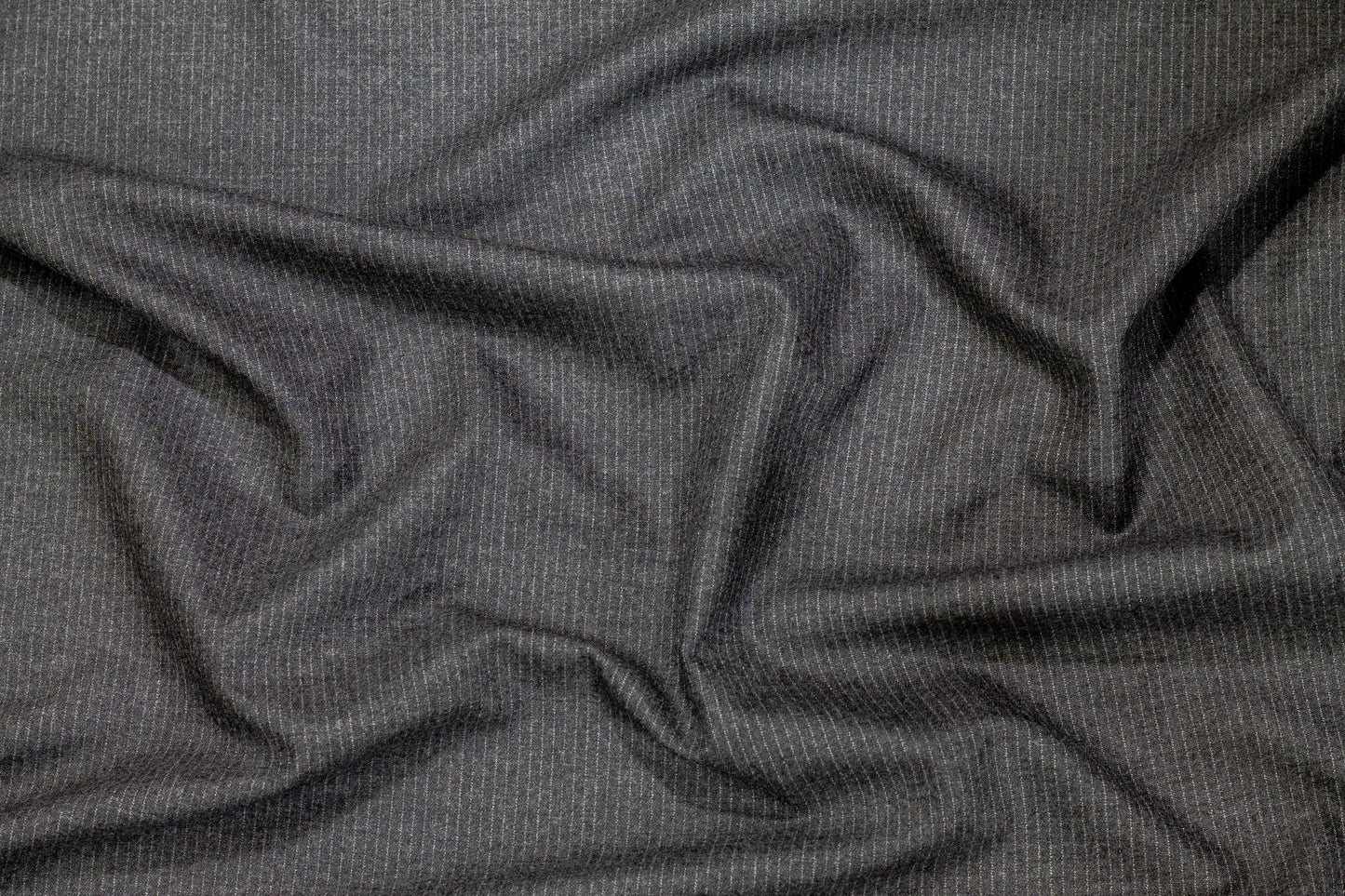 Charcoal Gray Pin Striped Italian Wool - Prime Fabrics