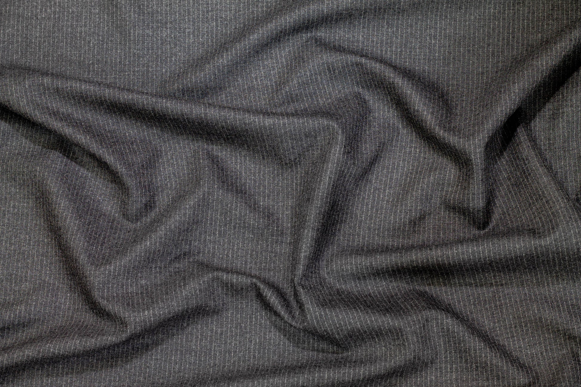 Charcoal Gray Pin Striped Italian Wool - Prime Fabrics