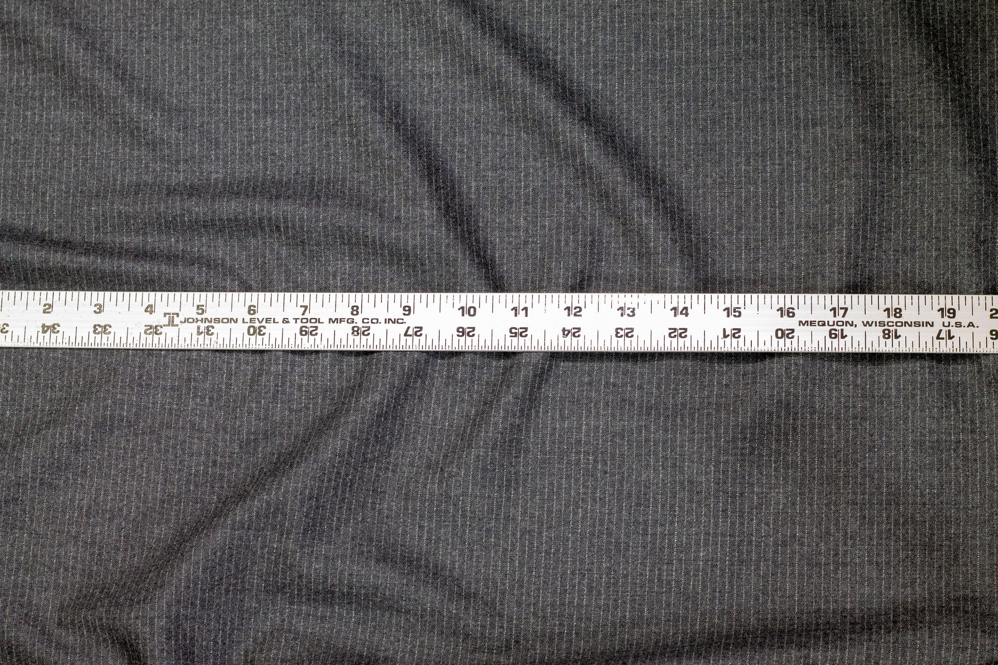 Charcoal Gray Pin Striped Italian Wool - Prime Fabrics