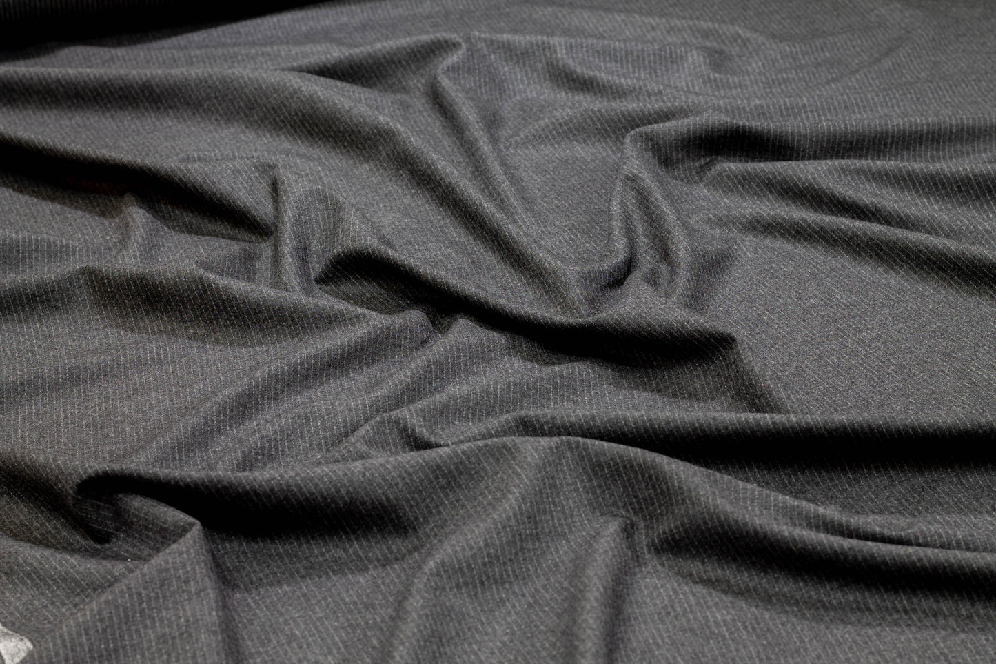 Charcoal Gray Pin Striped Italian Wool - Prime Fabrics