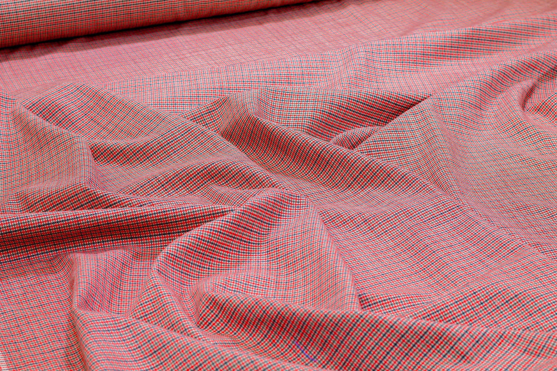 Mini Check Italian Stretch Wool Suiting - Prime Fabrics