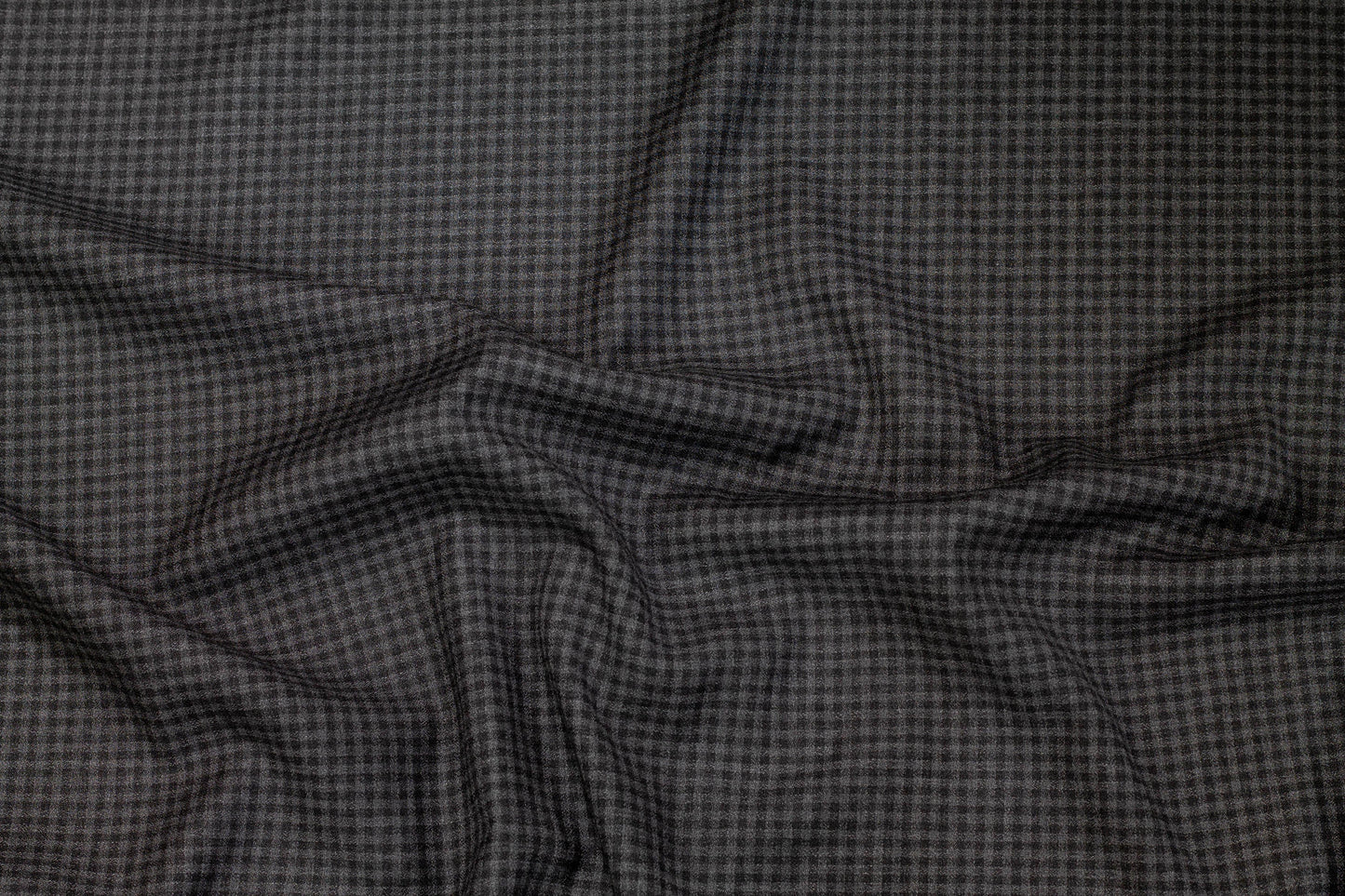 Charcoal Gray Gingham Checked Italian Wool Suiting - Prime Fabrics
